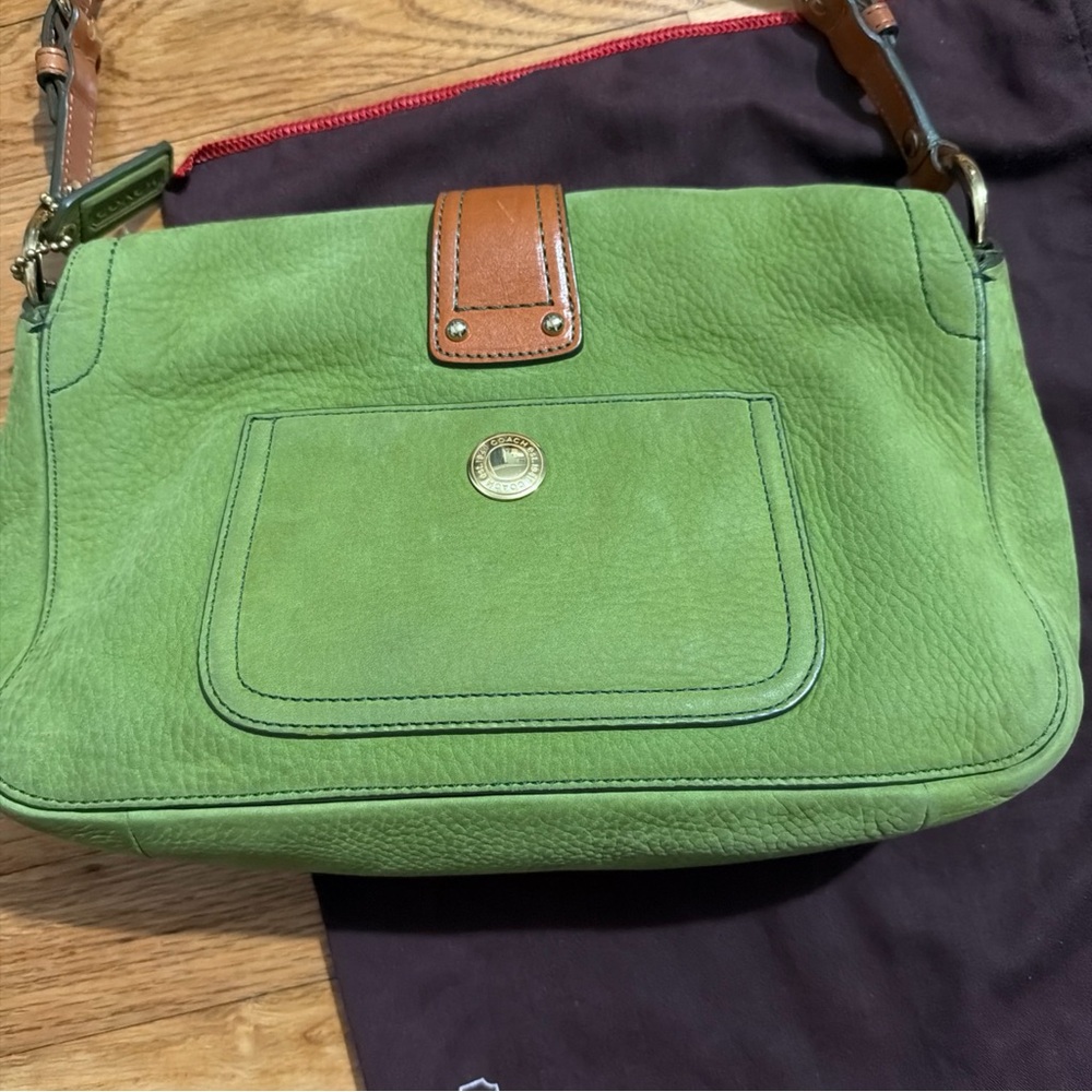 COACH Vintage Chelsea Fern Green Suede Shoulder Bag Y2K 2005 - Picture 8 of 15